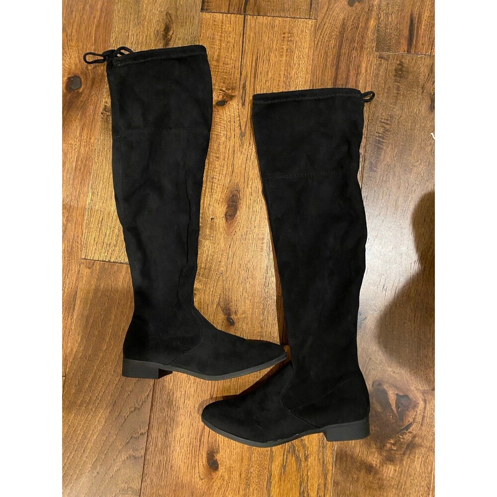 Time and Tru Boots Black Size 7.5 Faux Suede‎ Over Knee Casual Dressy Sexy